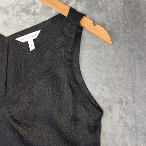 Rebecca Taylor Women 2 Black Silk Ruffle Hem Corporate Goth Dark Romantic Blouse - Picture 6 of 10